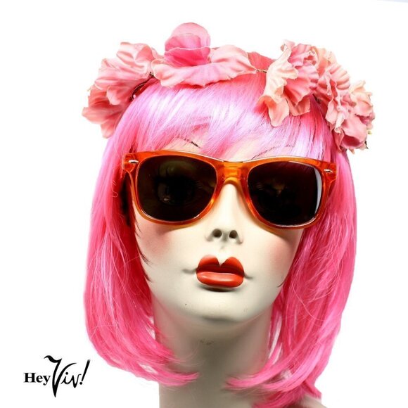 Orange Crystal Frame Sunglasses Tinted Lens Vintage Retro Style Shades - Hey Viv - Picture 1 of 3